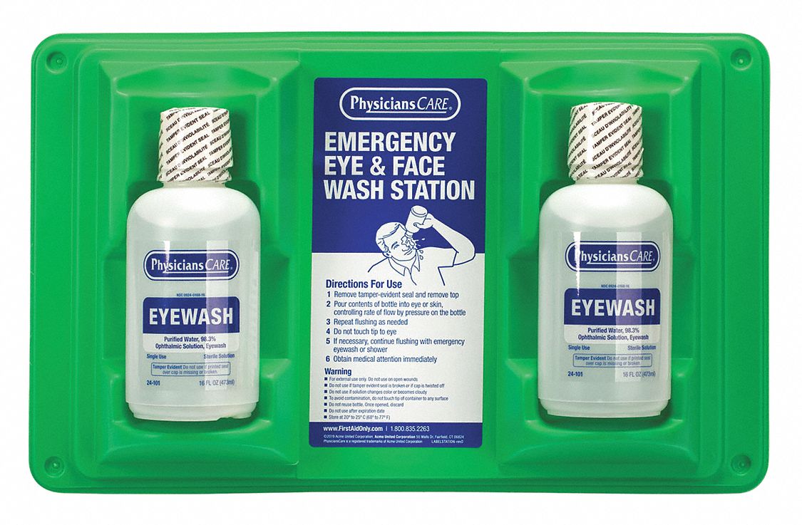 Single Use Eyewash Station: 2 No. of Bottles Included, 16 oz Size