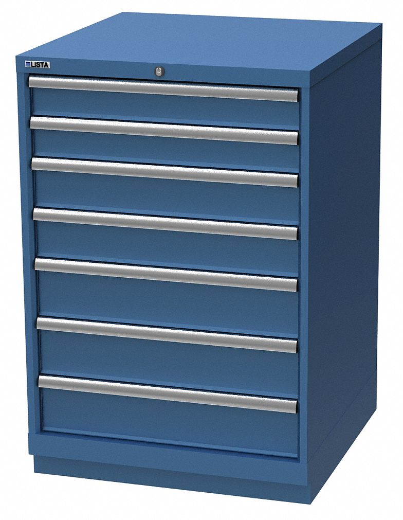 Modular Drawer Cabinet: 28 1/4 in x 28 1/2 in x 39 3/8 in, 7 Drawers, 114 Compartments, Steel