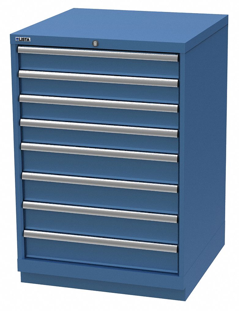 Modular Drawer Cabinet: 28 1/4 in x 28 1/2 in x 41 3/4 in, 8 Drawers, 148 Compartments, Steel