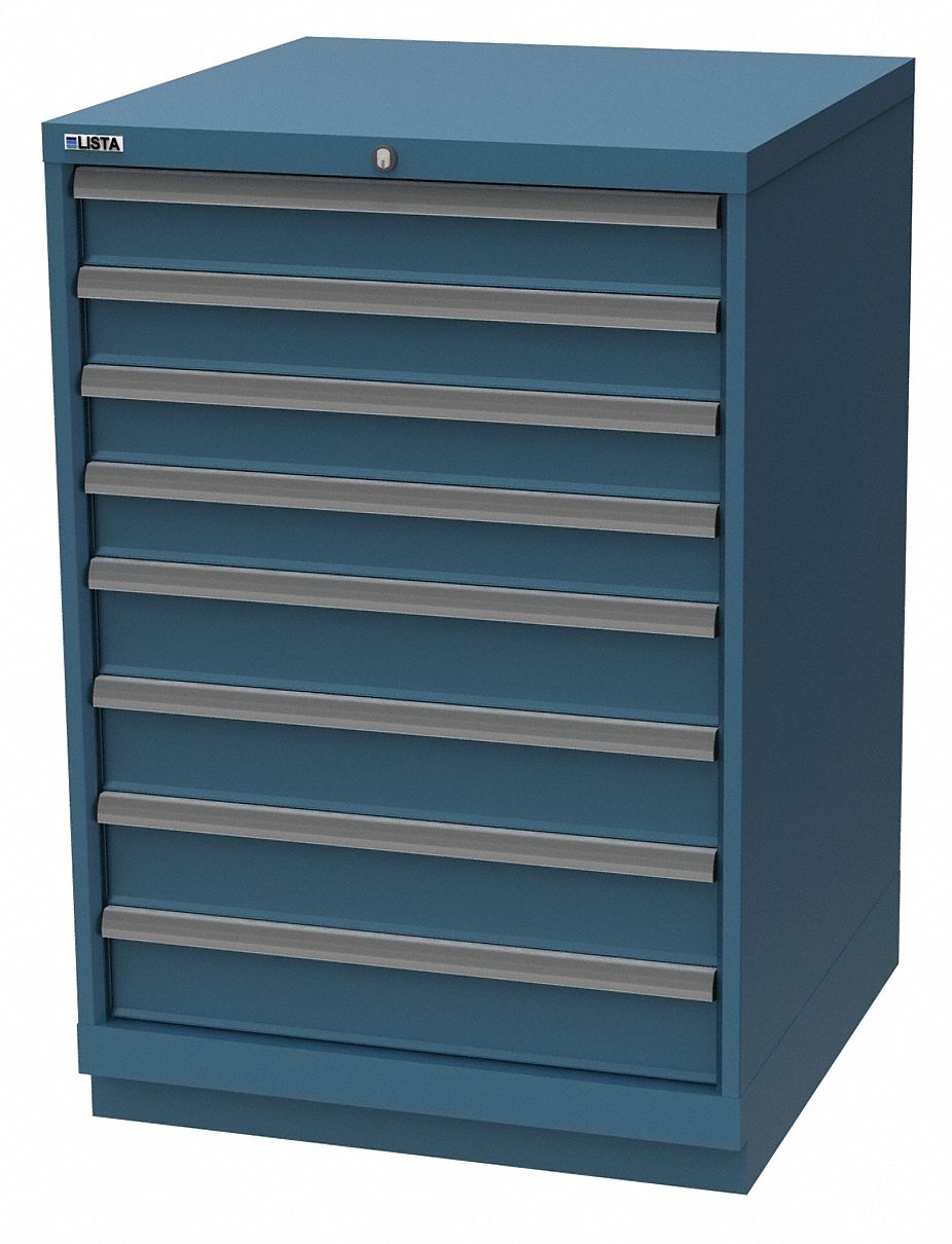 Modular Drawer Cabinet: 28 1/4 in x 28 1/2 in x 41 3/4 in, 8 Drawers, 148 Compartments, Steel