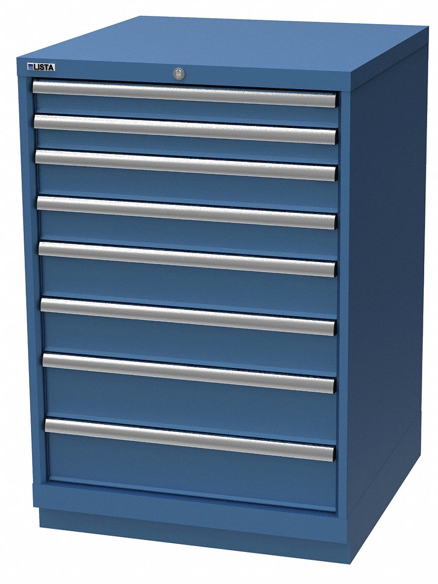 Modular Drawer Cabinet: 28 1/4 in x 28 1/2 in x 41 3/4 in, 8 Drawers, 148 Compartments, Steel