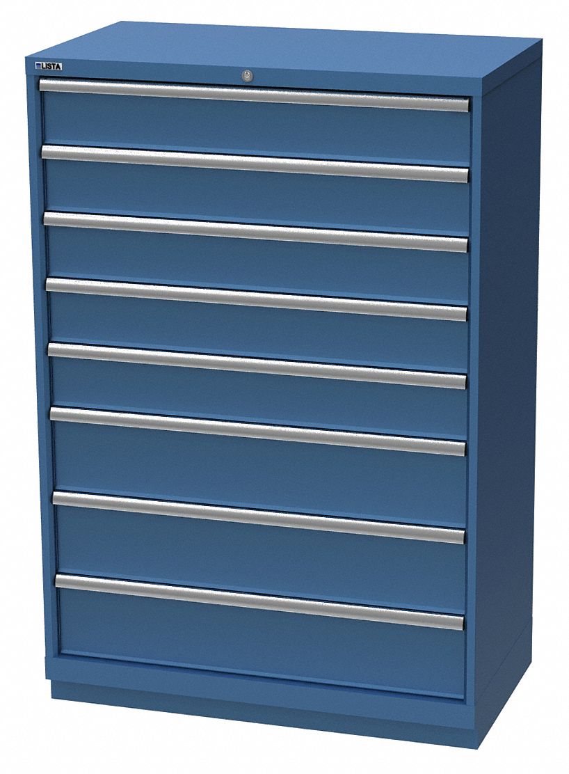 Modular Drawer Cabinet: 40 1/4 in x 22 1/2 in x 57 1/8 in, 8 Drawers, 78 Compartments, Steel