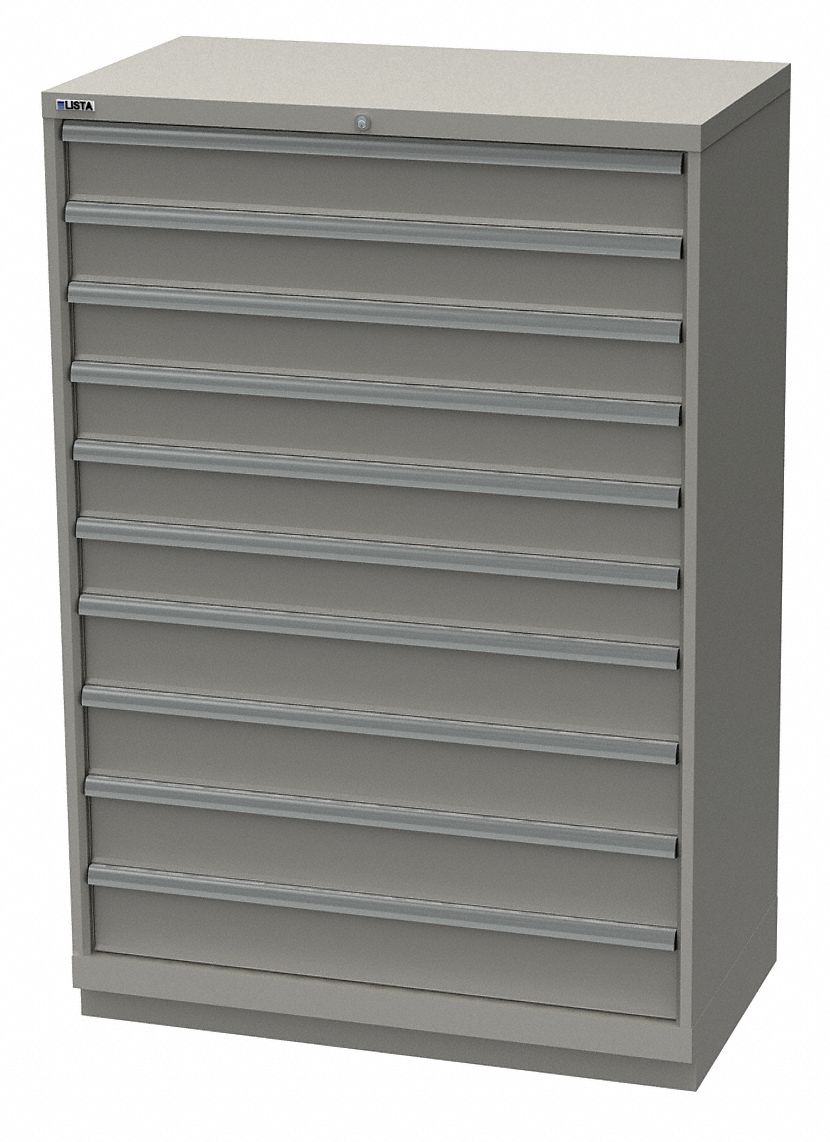 Modular Drawer Cabinet: 40 1/4 in x 22 1/2 in x 57 1/8 in, 11 Drawers, 132 Compartments, Gray