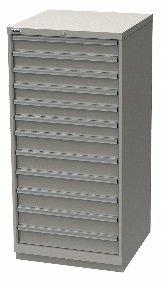 Modular Drawer Cabinet: 28 1/4 in x 28 1/2 in x 57 1/8 in, 12 Drawers, 210 Compartments, Gray