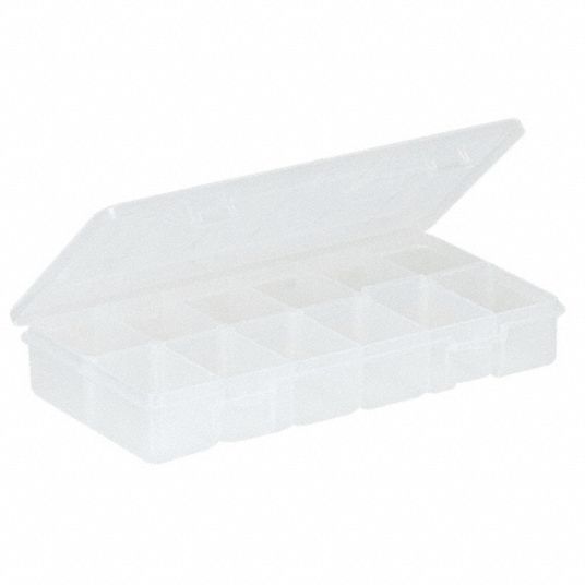 PLANO MOLDING Compartment Box: 4 1/4 in x 1 3/8 in, Clear, 12 ...