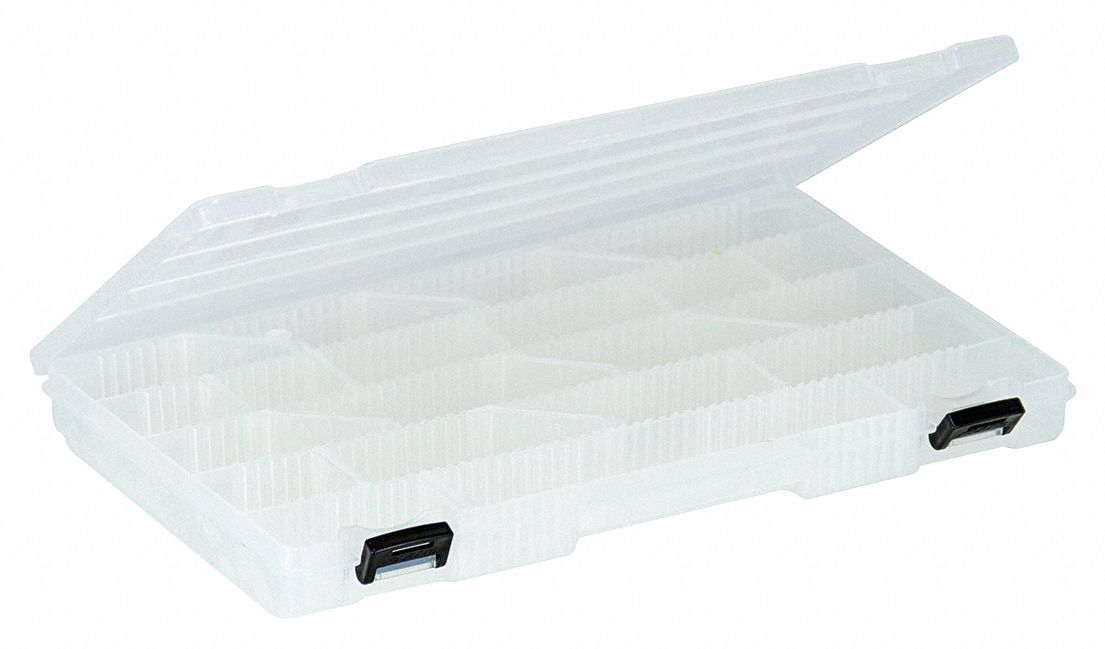 PLANO MOLDING, 14 in x 9 1/8 in x 1 3/8 in, Clear, Compartment Box ...