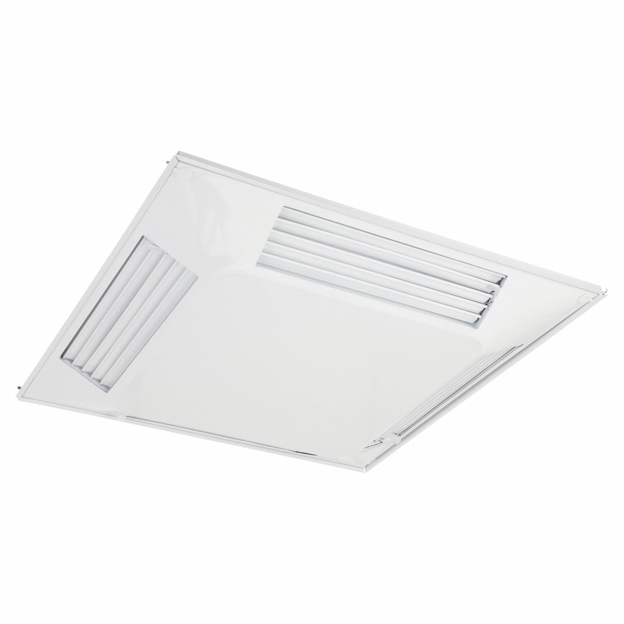 DIFFUSER, CEILING, 23 IN H, 23 IN W, LAY-IN, 12 IN DUCT, STEEL, SIDE LOUVERED, WHITE