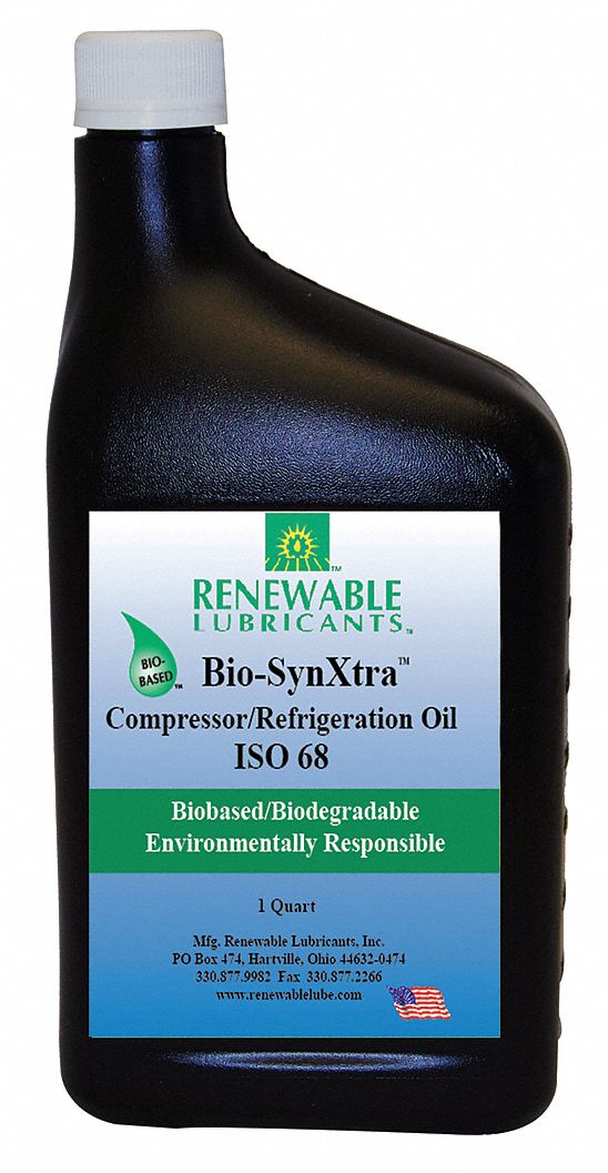RENEWABLE LUBRICANTS Compressor Oil 1 qt, Bottle, 68 ISO Viscosity