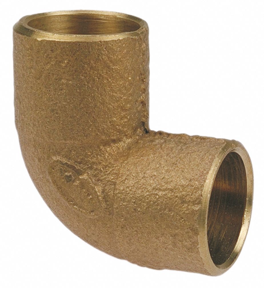 Sweat Fitting Elbow: 1 1/2 in CTS x 1 in CTS, Cup x FTG, Bronze