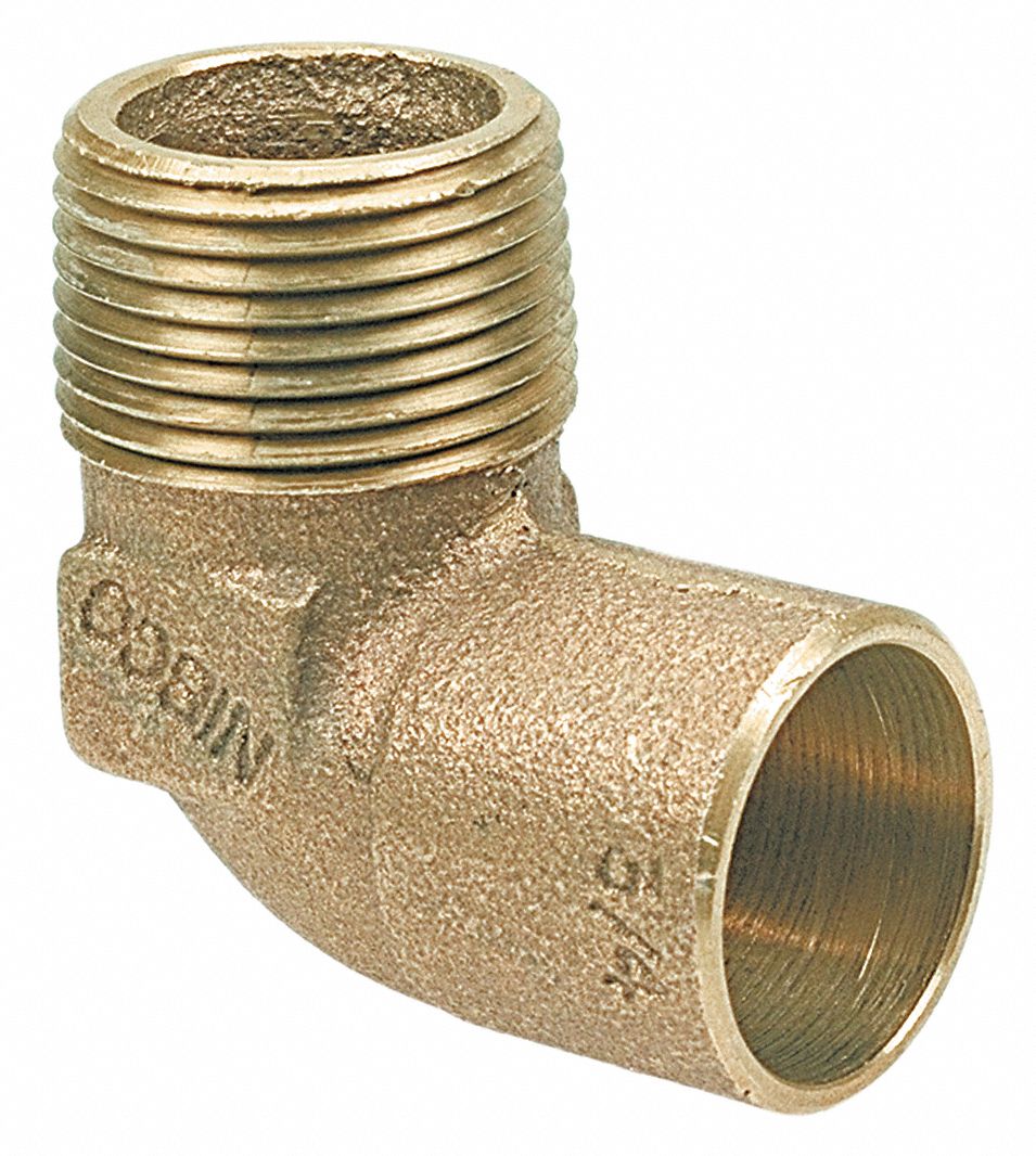 NIBCO Cast Bronze Elbow, 90°, C x MNPT Connection Type, 1" Tube Size   Copper Fittings   36N505|7074 1