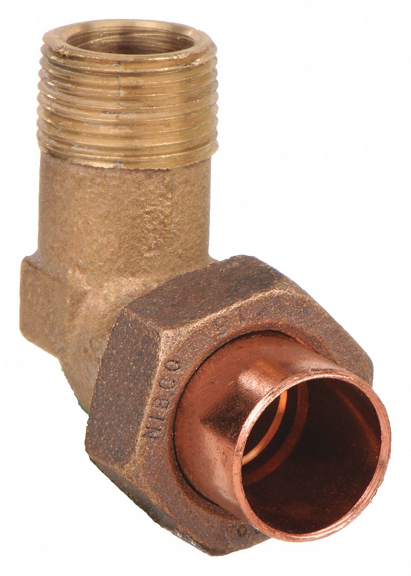 Sweat Fitting Elbow: 3/4 in CTS x 3/4 in Pipe, Cup x MNPT, Bronze