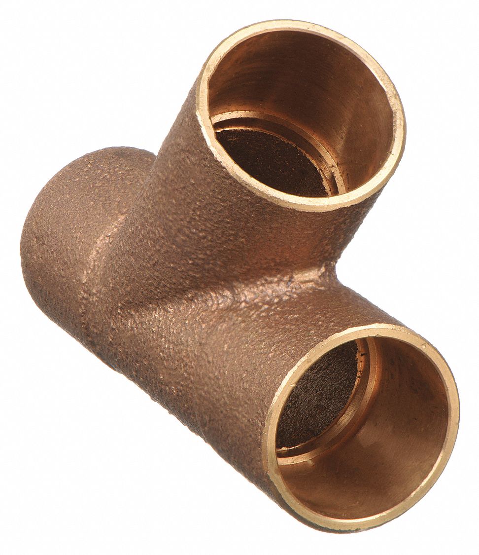 Sweat Fitting Tee: 1 in CTS x 1 in CTS x 1 in CTS, Cup x Cup x Cup, Cast Bronze