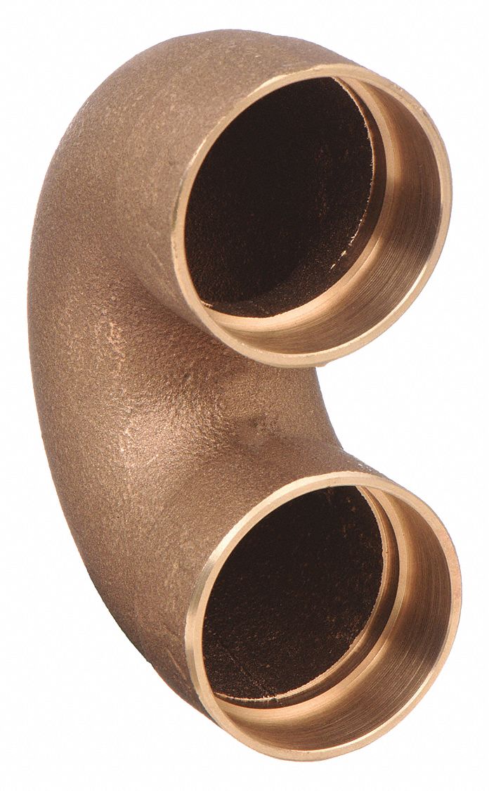 Sweat Fitting Elbow: 1 1/2 in CTS x 1 1/2 in CTS, Cup x FTG, Bronze