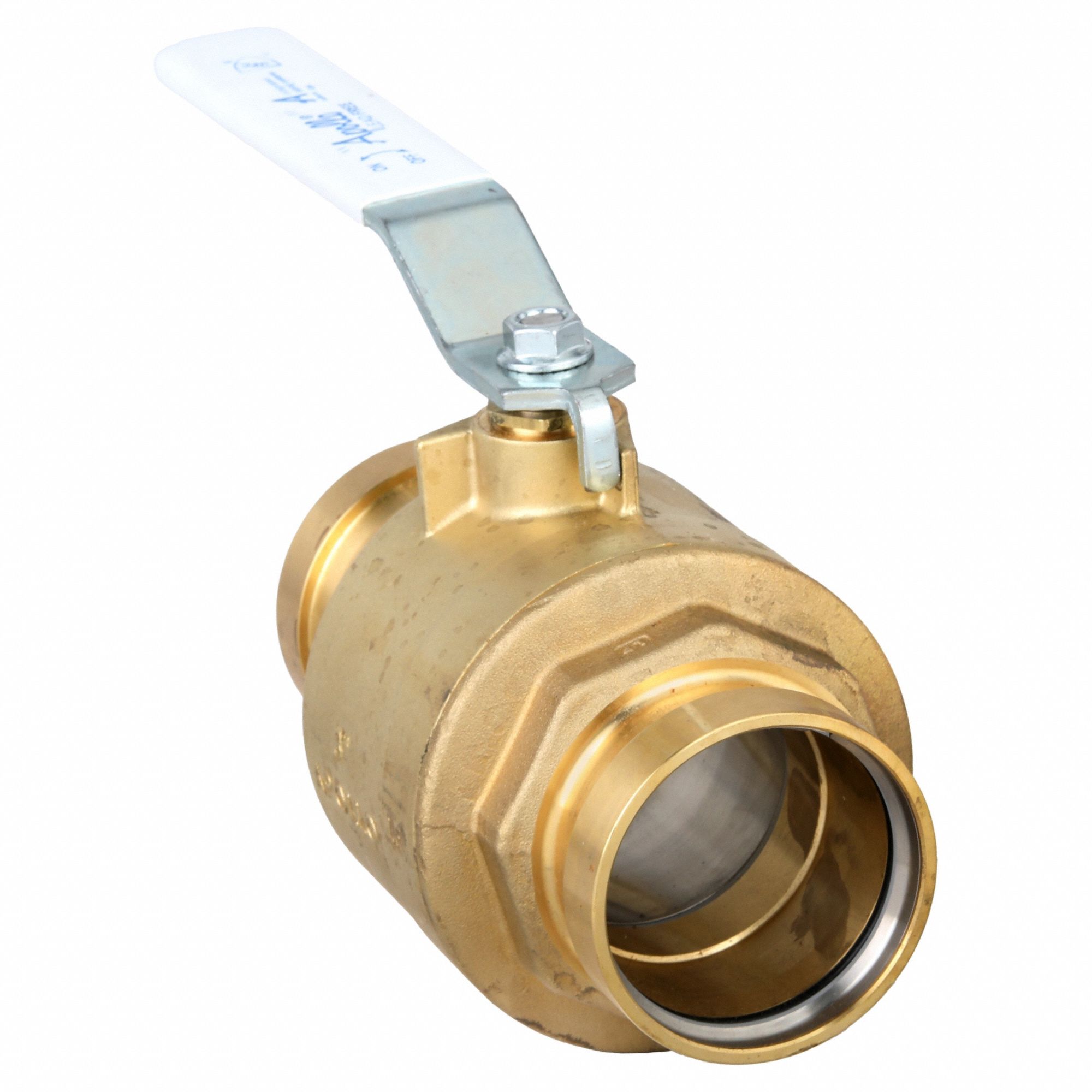 Manual Two-Way Ball Valve: 3 in, Brass, Straight, Press x Press, 300 psi Max. Pressure (CWP)
