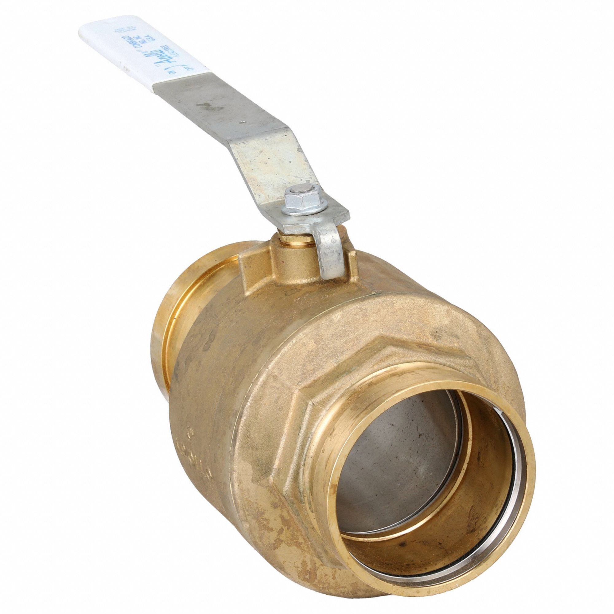 Manual Two-Way Ball Valve: 4 in, Brass, Straight, Press x Press, 300 psi Max. Pressure (CWP)
