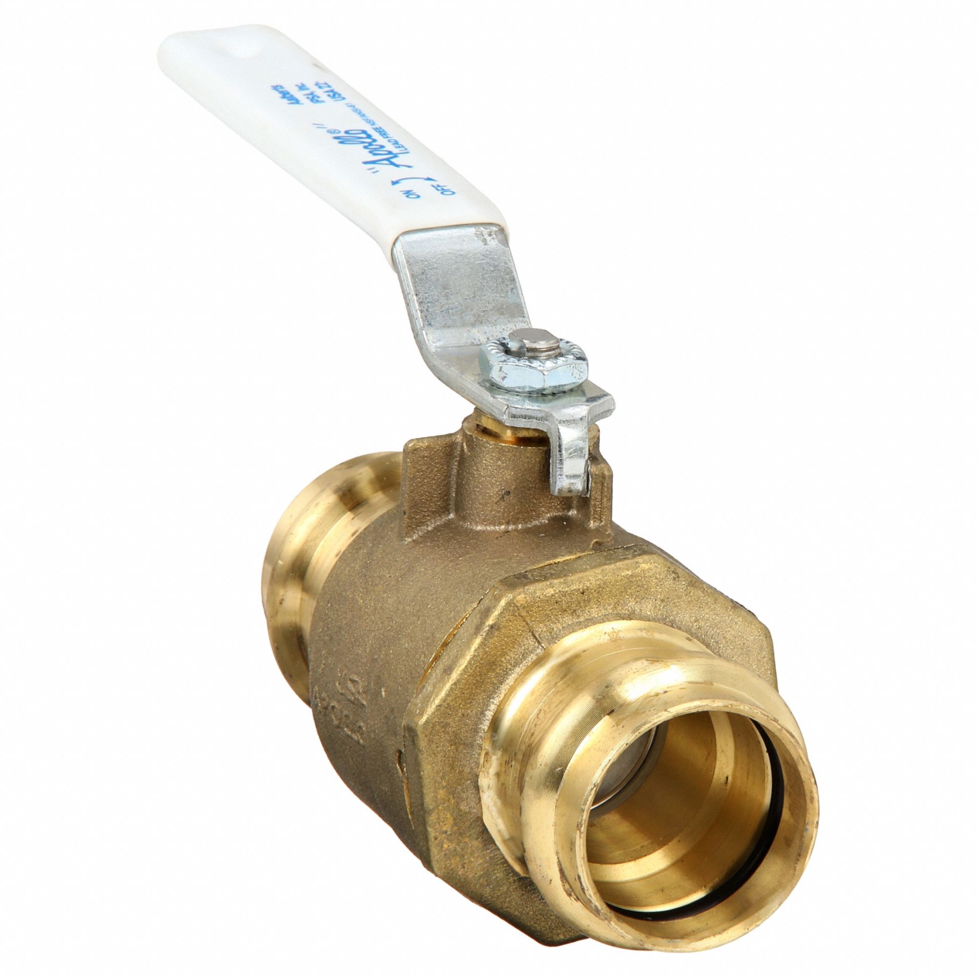 Manual Two-Way Ball Valve: 1 in, Brass, Straight, Press x Press, 300 psi Max. Pressure (CWP)