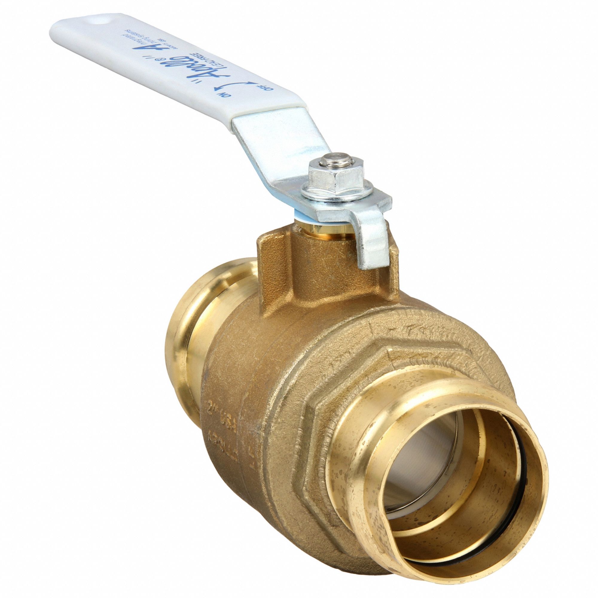Manual Two-Way Ball Valve: 2 in, Brass, Straight, Press x Press, 300 psi Max. Pressure (CWP)