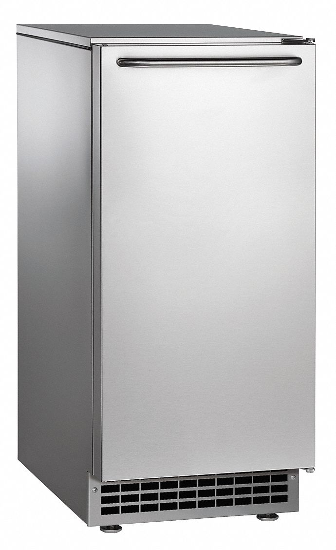 Ice Machine: Gourmet, 64 lb Ice per Day, Air Cooled, 34 3/8 in Ht, 14 7/8 in Wd, Silver