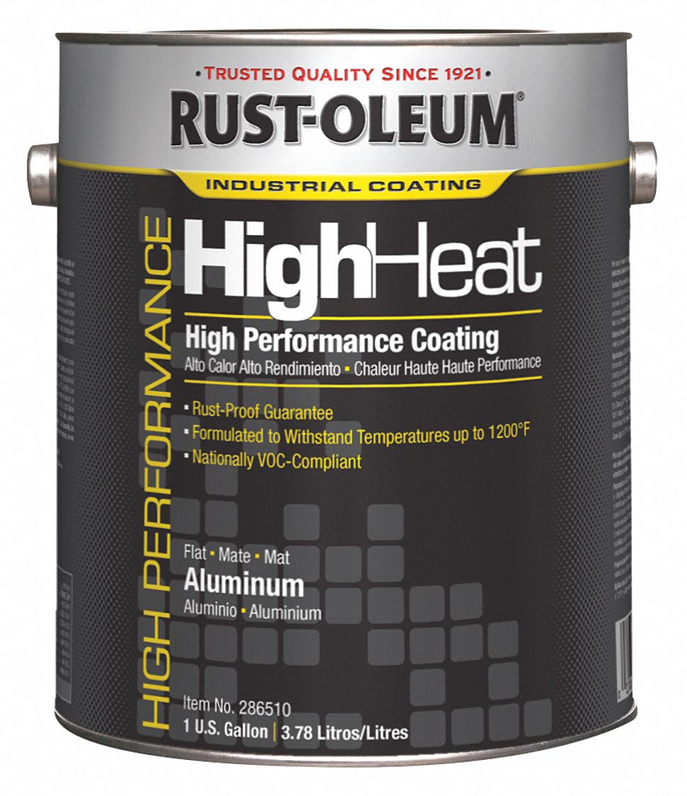 Rust Oleum Heat Resistant Coating Aluminum 1 Gal 250 To 560 Sq Ft Coverage Up To 1200°f Temp