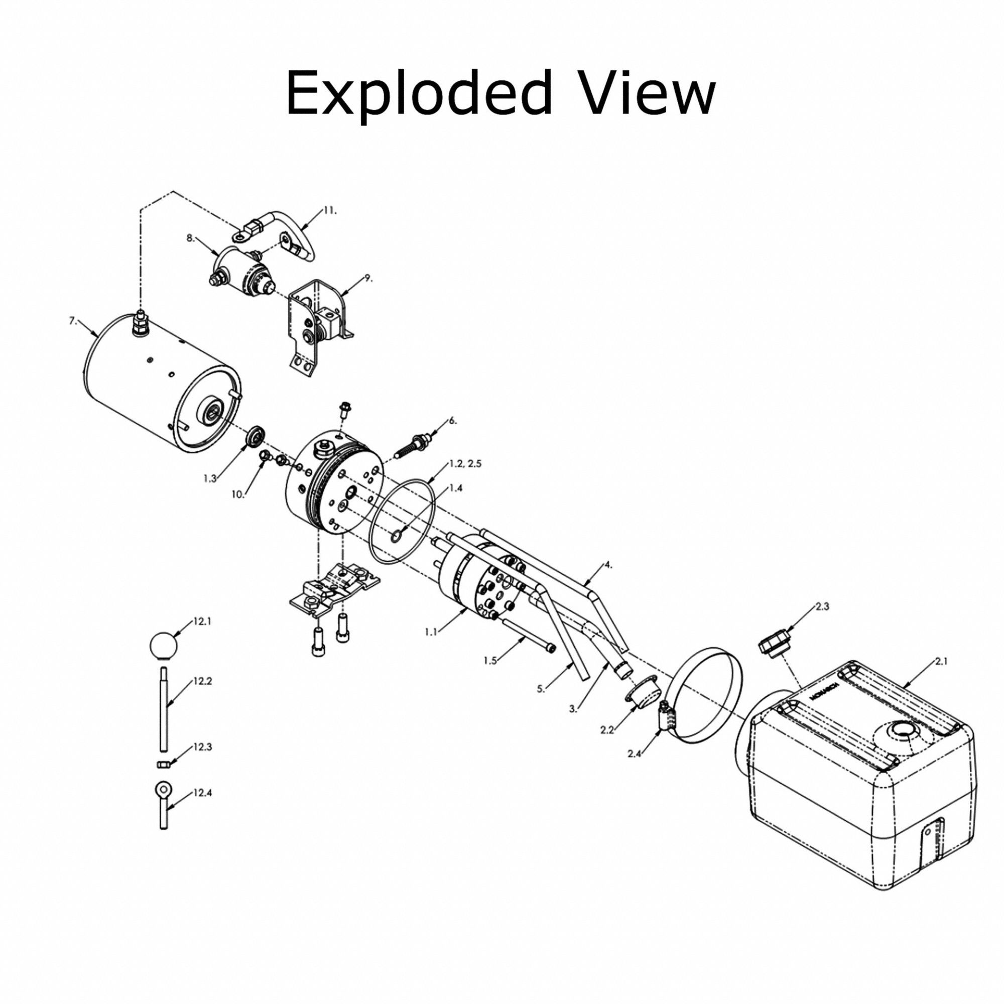 MONARCH Hydraulic Power Unit, 2.1 hp HP, 12V DC, 3,000 psi Max