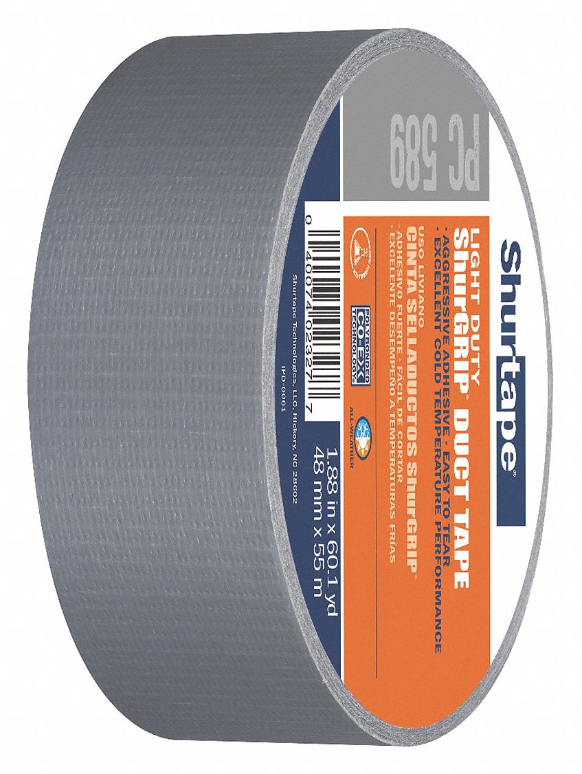 DUCT TAPE, PC 589, LIGHT DUTY, 1⅞ IN X 60 YARD, SILVER, 7 MIL THICK, 24 PK