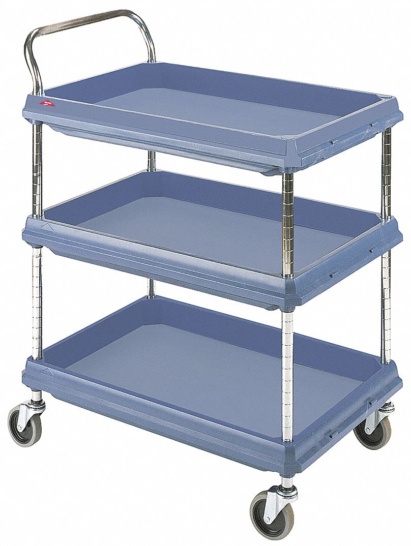 UTILITY CART WITH ANTIMICROBIAL DEEP LIPPED PLASTIC SHELVES, 400 LB LOAD CAPACITY, 4 SWIVEL