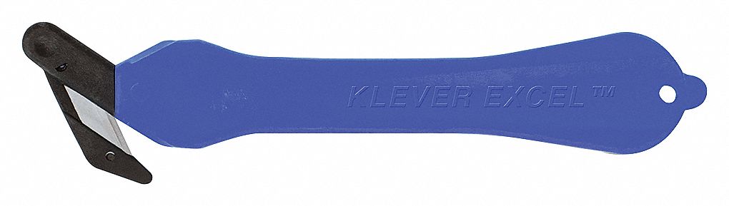 HOOK-STYLE SAFETY CUTTER, 7 IN OVERALL L, STRAIGHT HANDLE, PLAIN, STEEL, BLUE, 10 PK