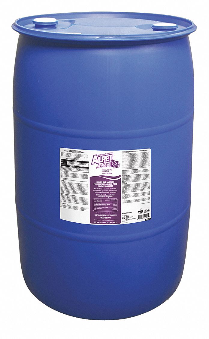 Disinfectant Cleaner and Sanitizer: Drum, Ready to Use, Liquid, Alcohol