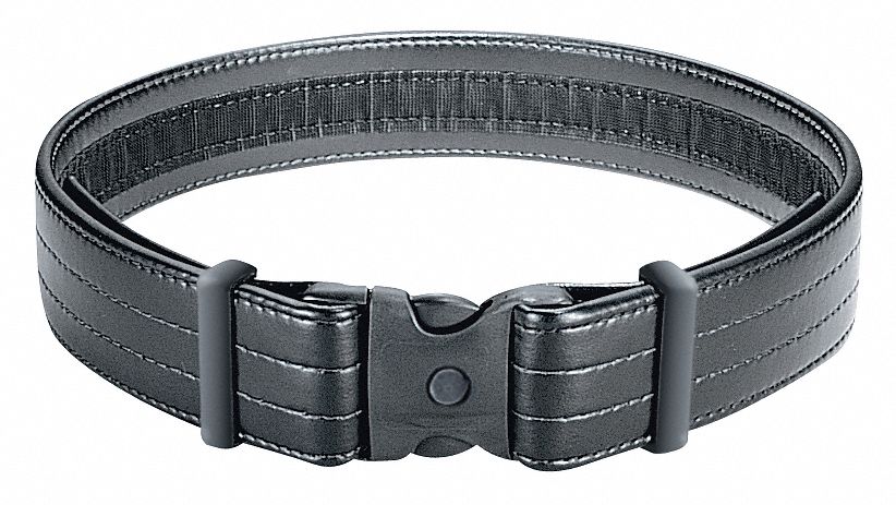 Duty Belt: S, 30 in Max. Compatible Waist Size, Plain Nylon, 2 in Wd, Black