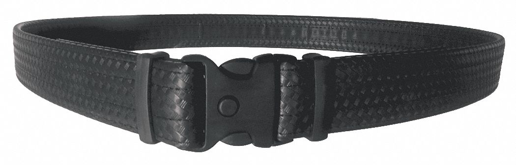 Duty Belt: S, 30 in Max. Compatible Waist Size, Basketweave Nylon, 2 in Wd, Black