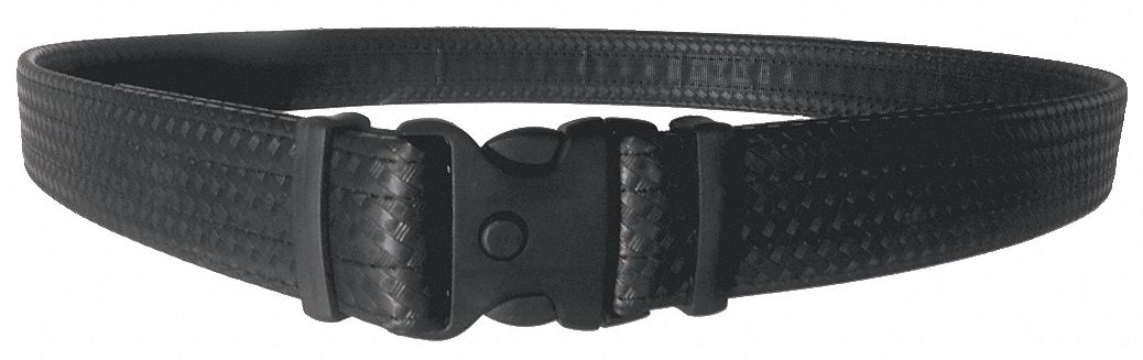 Duty Belt: XL, 48 in Max. Compatible Waist Size, Basketweave Nylon, 2 in Wd, Black