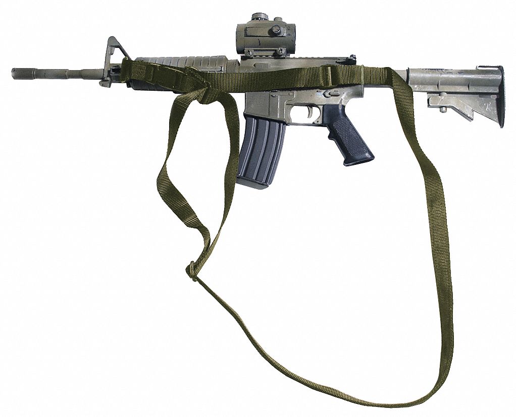 One Point Rifle Sling,1-1/4 In,OD Green - Grainger