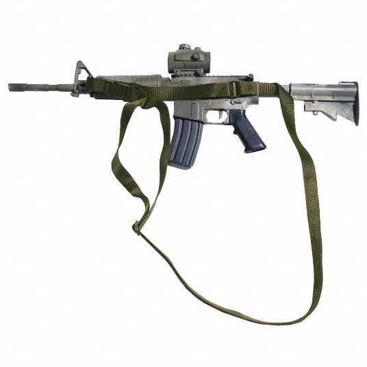 One Point Rifle Sling,11/4 In,OD Green Grainger
