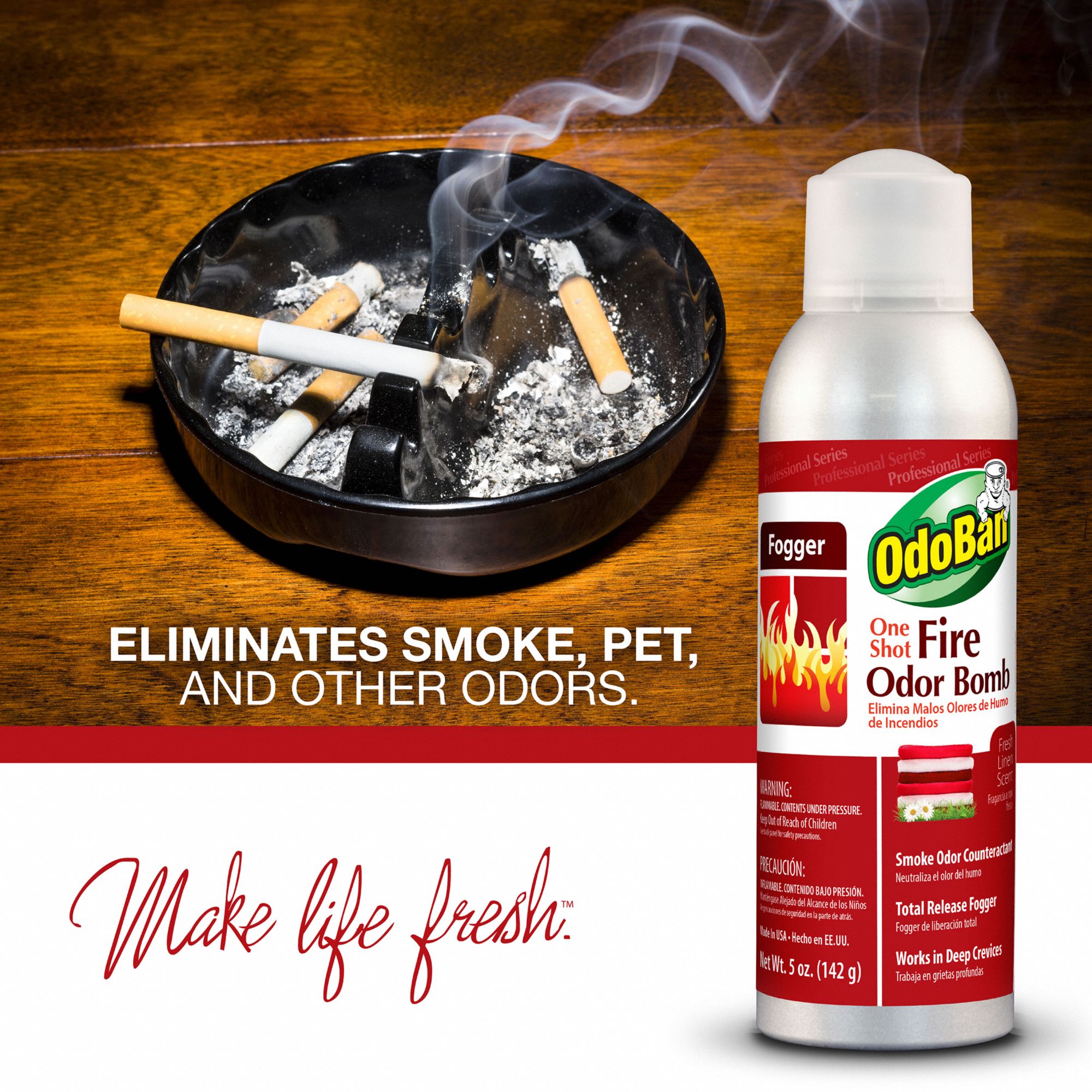 ODOBAN Fire Odor Eliminators, Aerosol Spray Can, 5 oz, Liquid, Fresh