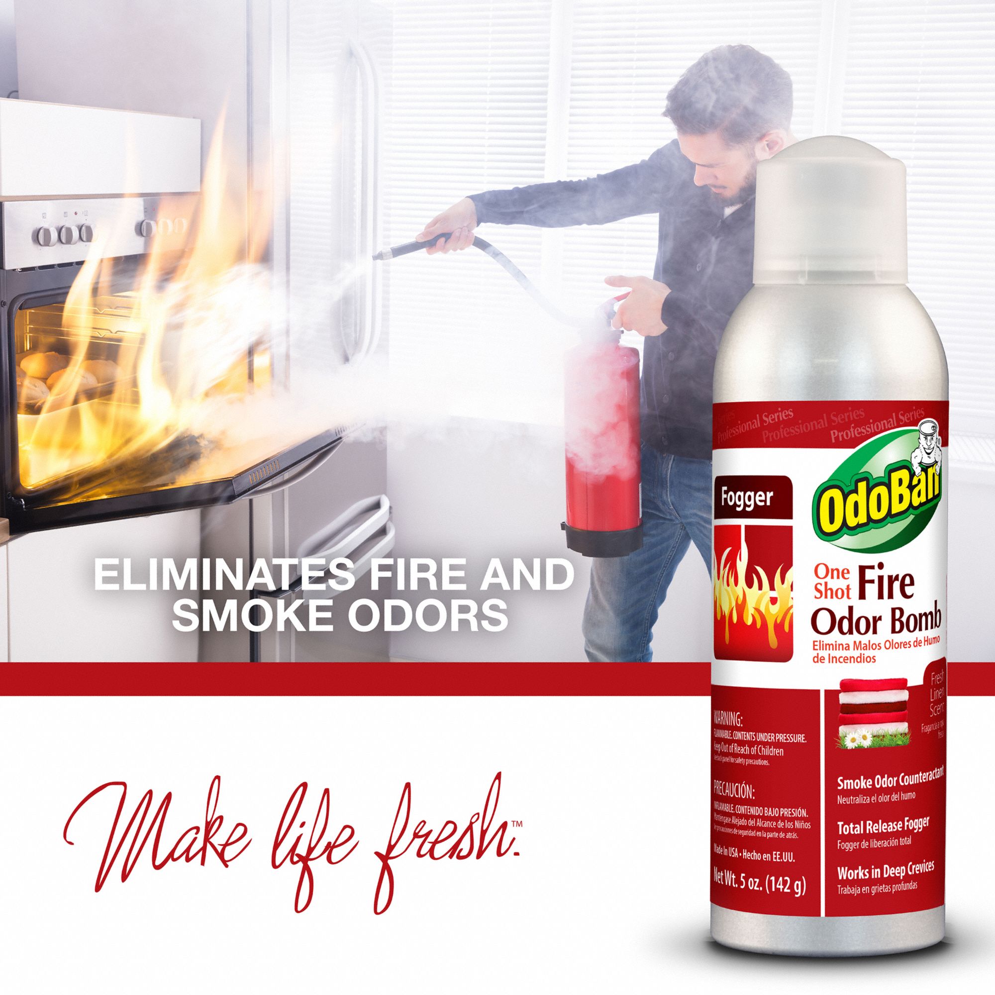 ODOBAN Fire Odor Eliminators, Aerosol Spray Can, 5 oz, Liquid, Fresh