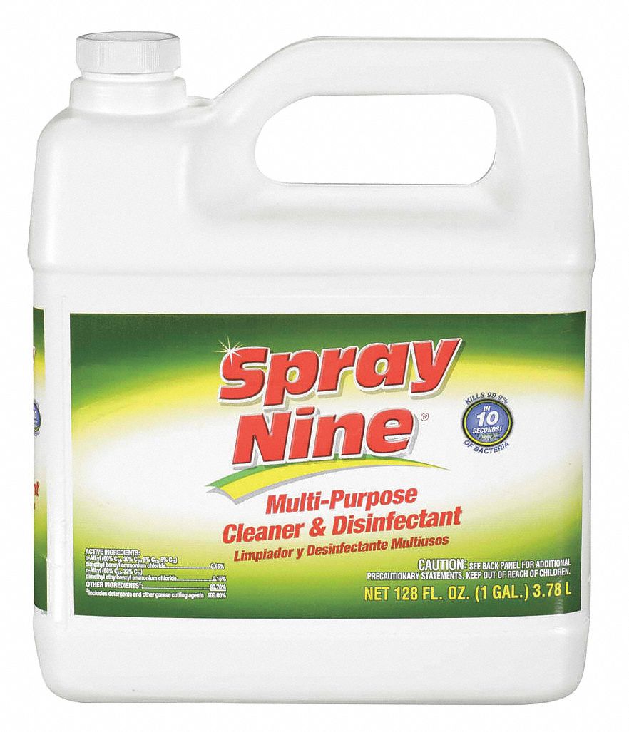 Disinfectant Cleaner and Degreaser: Jug, Ready to Use, Liquid, Citrus, Spray Nine®, 4 PK
