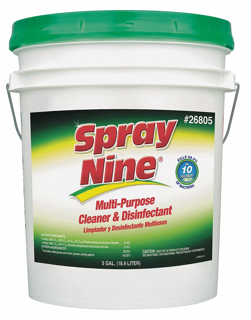 SPRAY NINE, Bucket, 5 gal Container Size, Cleaner and Disinfectant