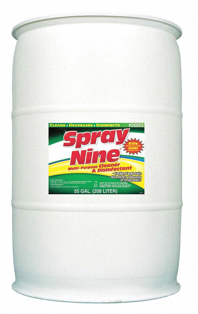 Cleaner and Disinfectant: Drum, 55 gal Container Size, Ready to Use, Liquid, Citrus