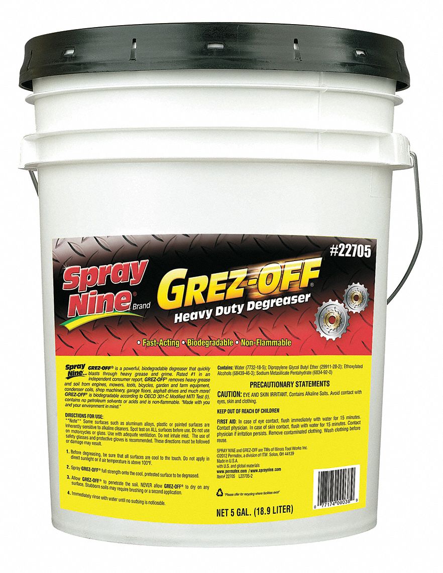 Degreaser: Water Based, Bucket, 5 gal Container Size, Ready to Use, 1% VOC Content
