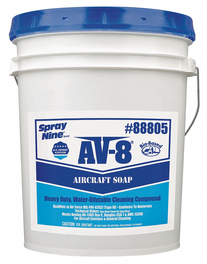 SPRAY NINE Aircraft Soap, 5 gal, Bucket, Liquid, Primary Chemical None