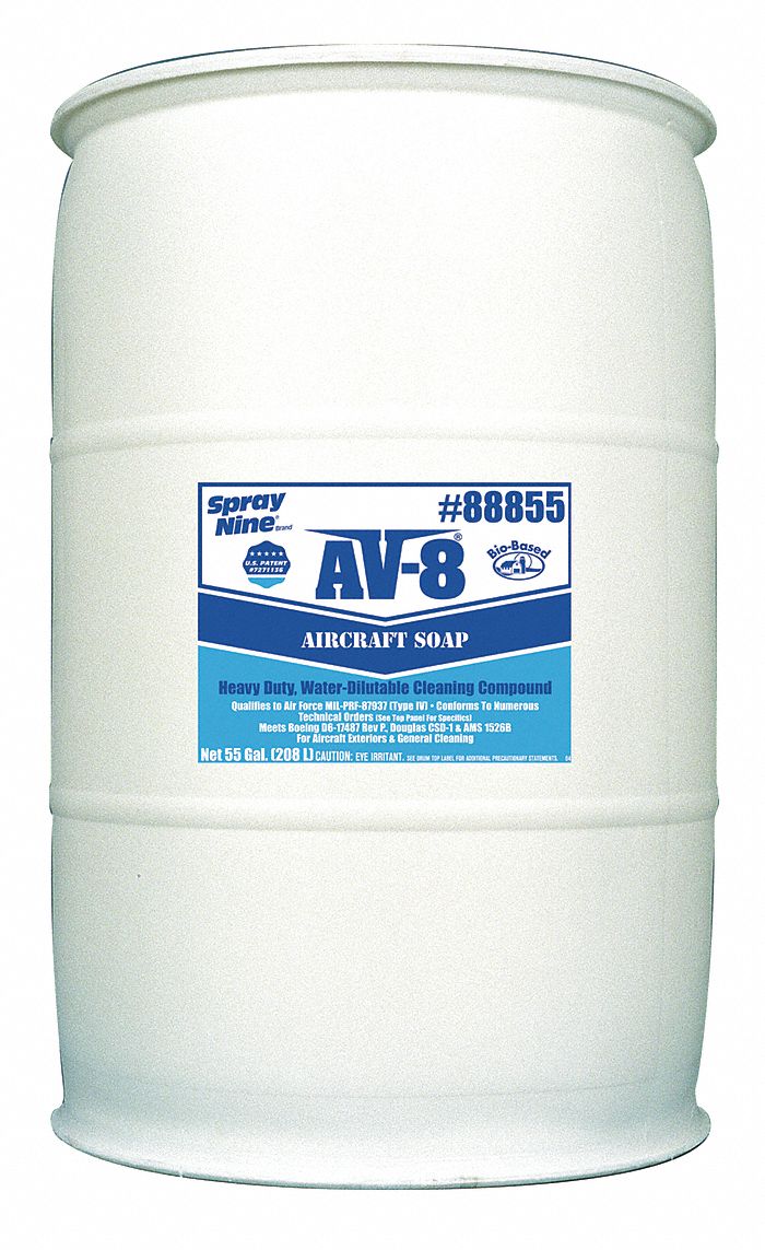 Aircraft Soap: Drum, 55 gal Container Size, Concentrated, Mild