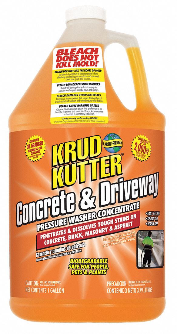 Concrete and Driveway Cleaner: 1 gal Size, Jug, 1:10, Mild