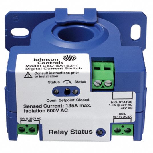 JOHNSON CONTROLS Current Sensing Relay, 240V AC Input or Control