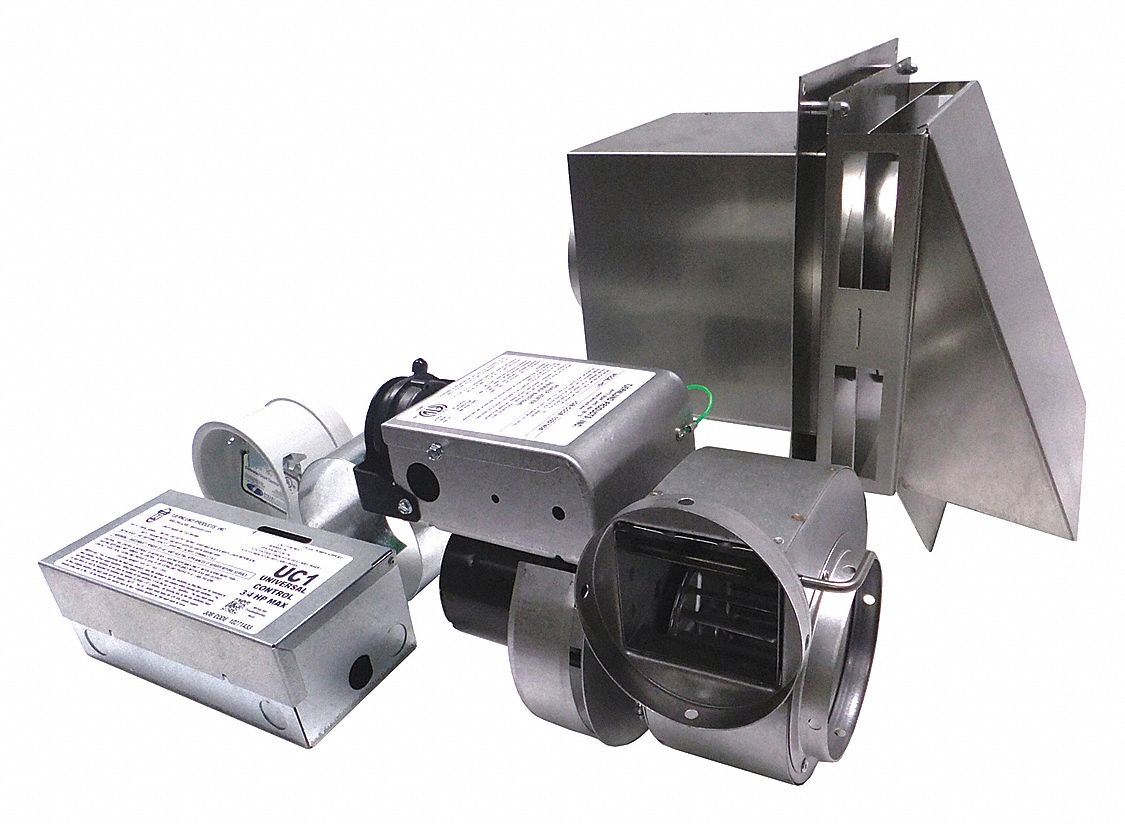 Gas Heater Vent System: For Furnaces, For 4 in Pipe, 115V AC, Draft Control/Vent Hood