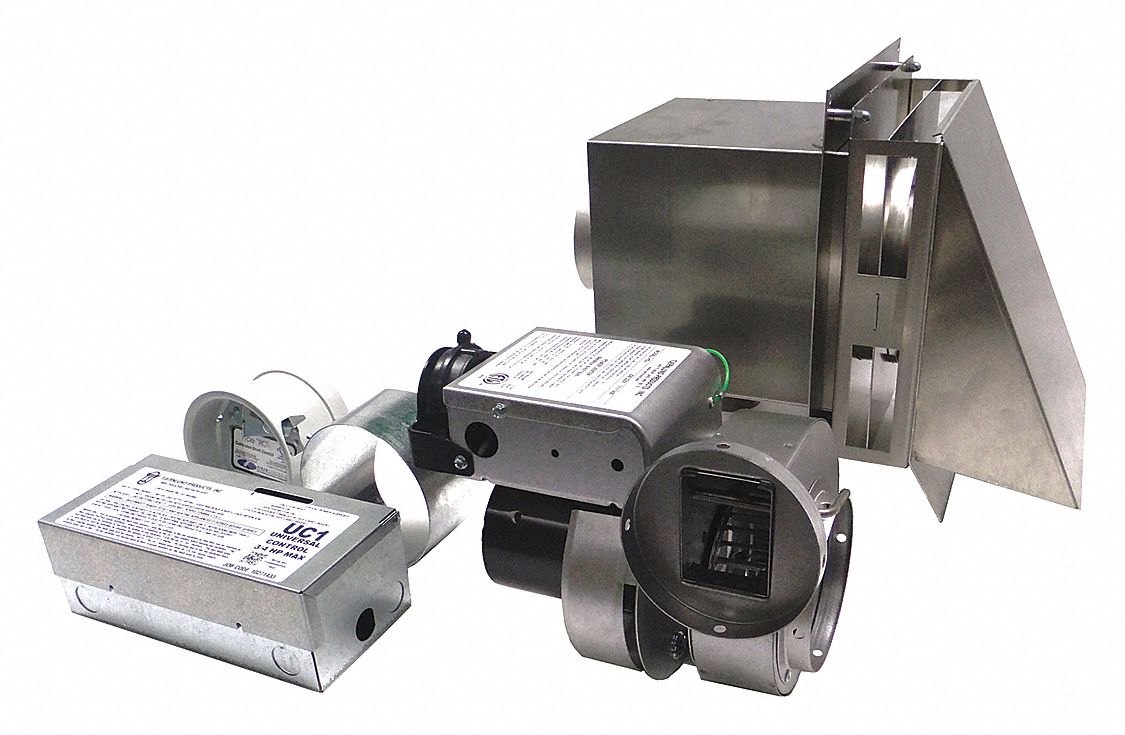 Gas Heater Vent System: For Furnaces, For 4 in Pipe, 115V AC, Draft Control/Vent Hood
