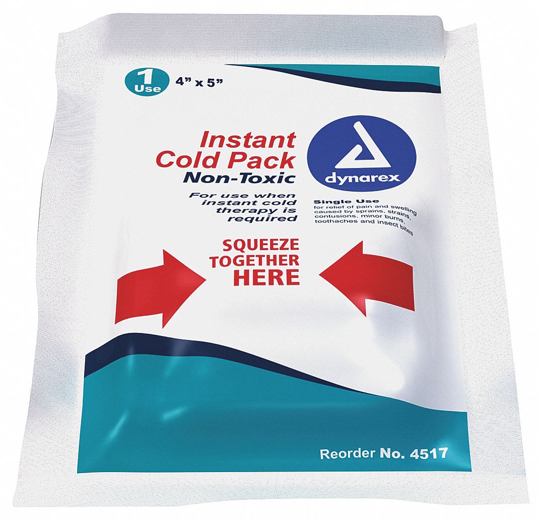 5 in x 4 in White Non-Toxic Instant Cold Pack, 24PK