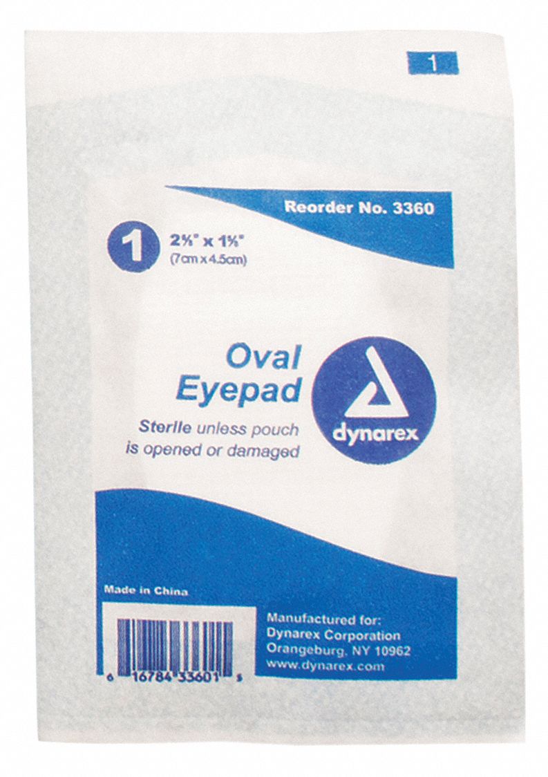 DYNAREX, Sterile, White, Oval Eye Pads 36PV883360 Grainger