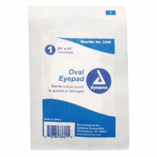 DYNAREX Oval Eye Pads, Individually Wrapped, Sterile, Cotton, Polyester