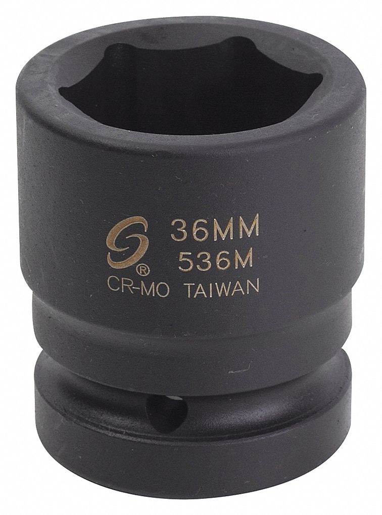 PRISE,IMPACT,HEX,PEU PROFOND,6 PT,DURABLE,NR,36 MM X 1 PO DR,CHRM-MOLYBDÈNE ALY ST
