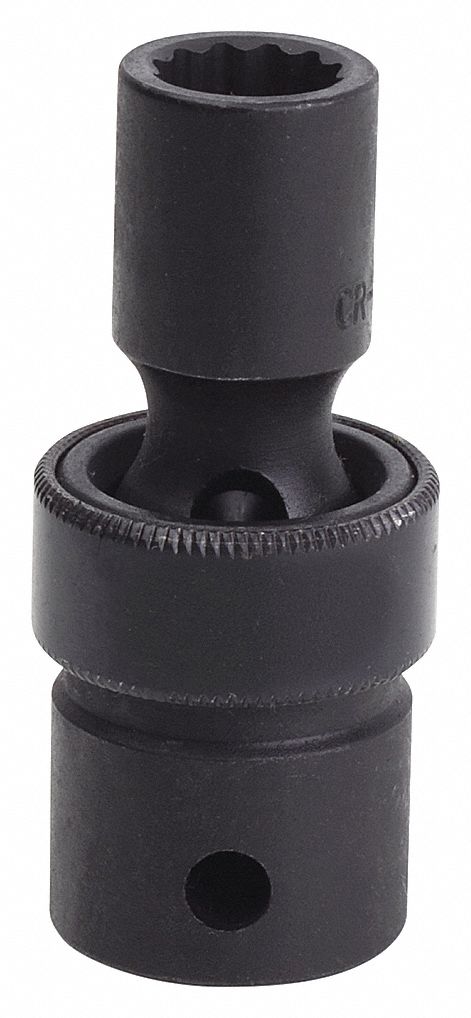 SOCKET, IMPACT, HEX, UNIVERSAL, 12 PT, DURABLE, BLACK, 11 MM X 1/2 IN DR, CHROME MOLLY ALY ST